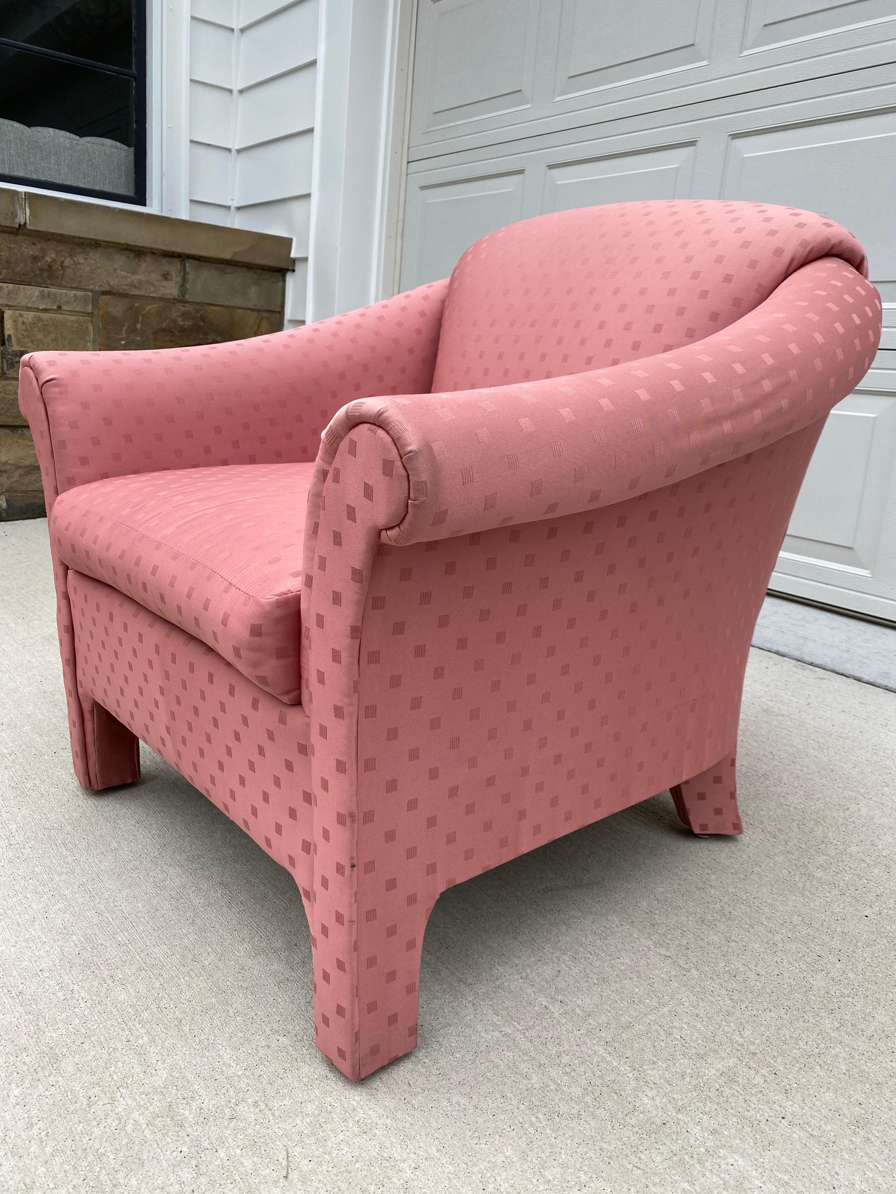 Pink Post-Modern Parsons Lounge Chair For Sale 1