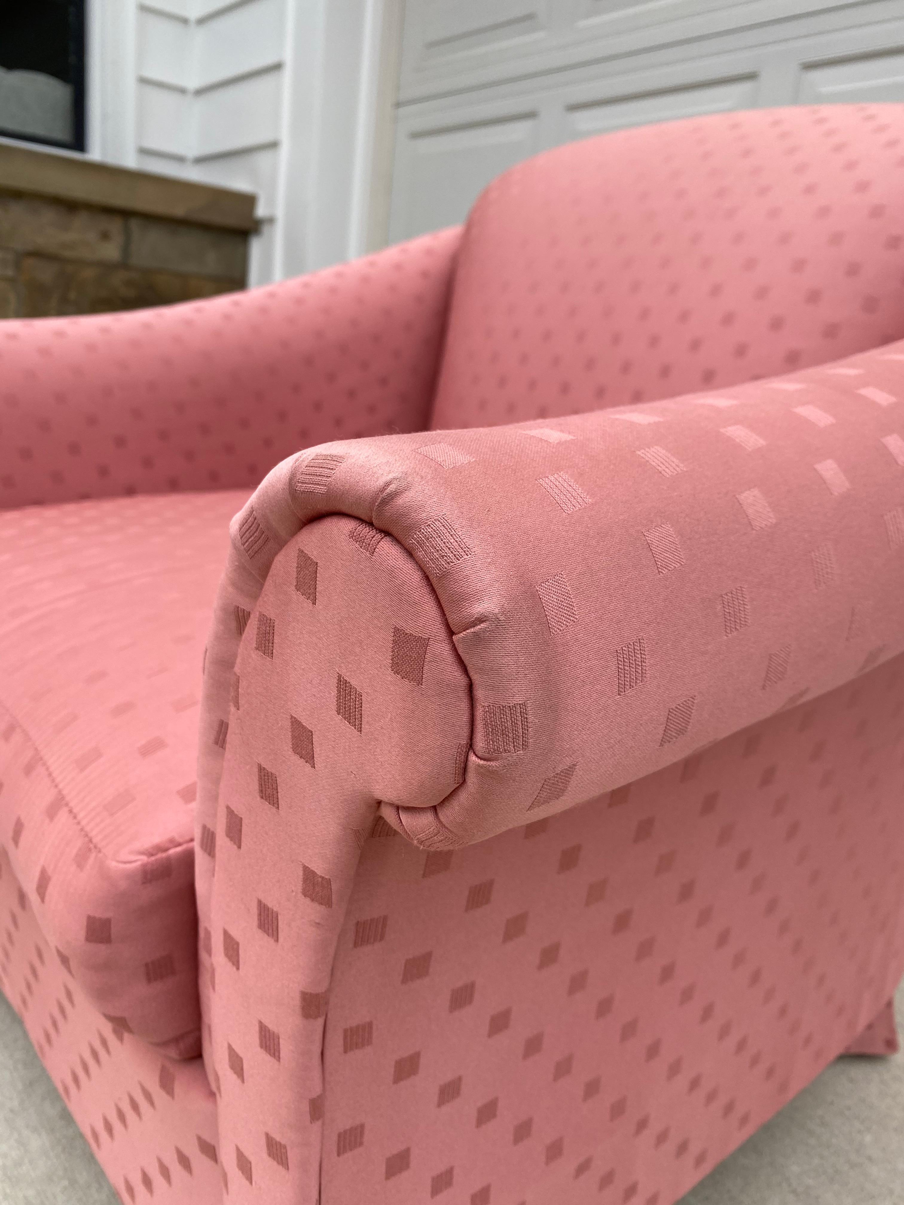 Pink Post-Modern Parsons Lounge Chair For Sale 2