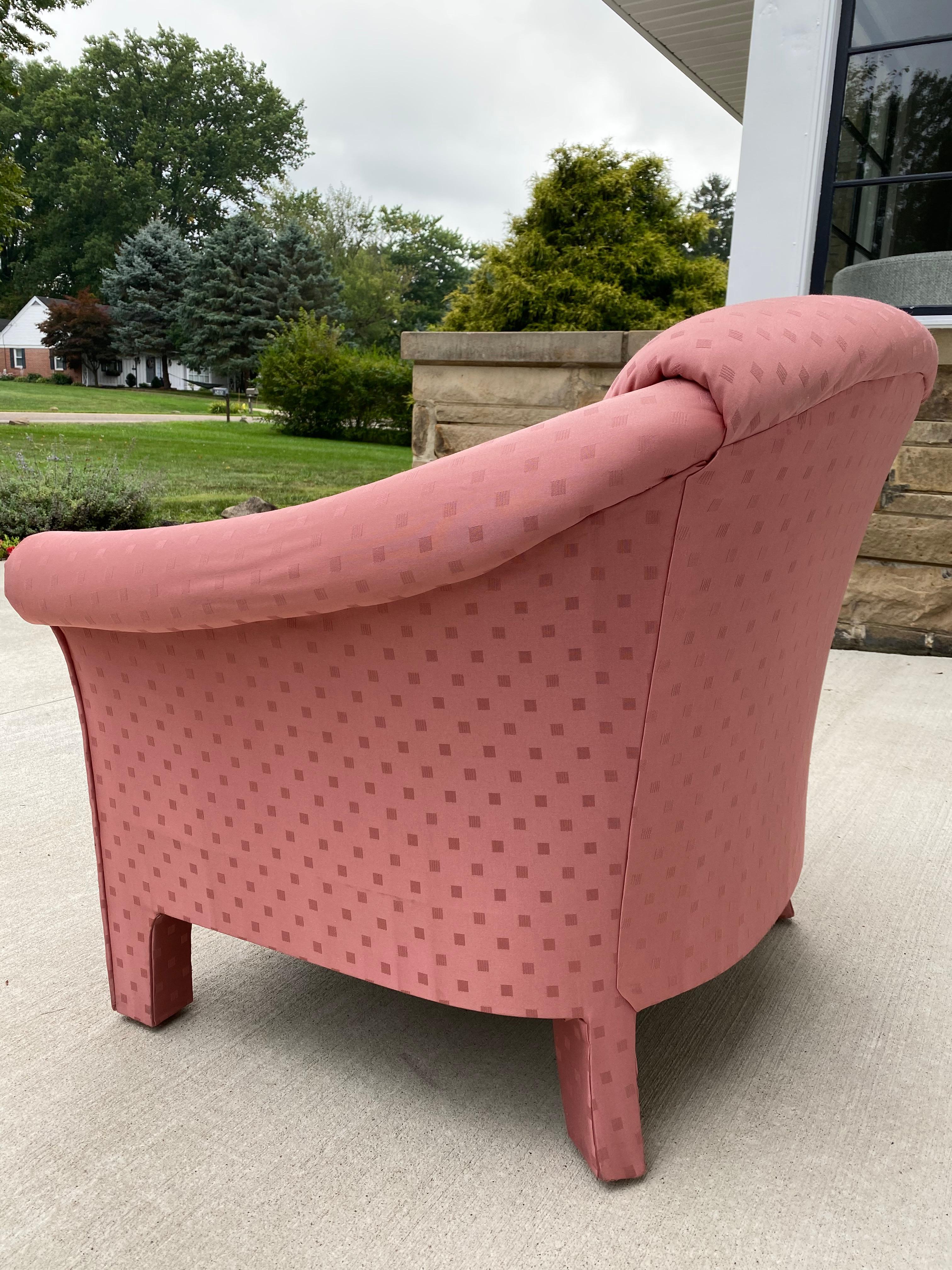 Pink Post-Modern Parsons Lounge Chair For Sale 3