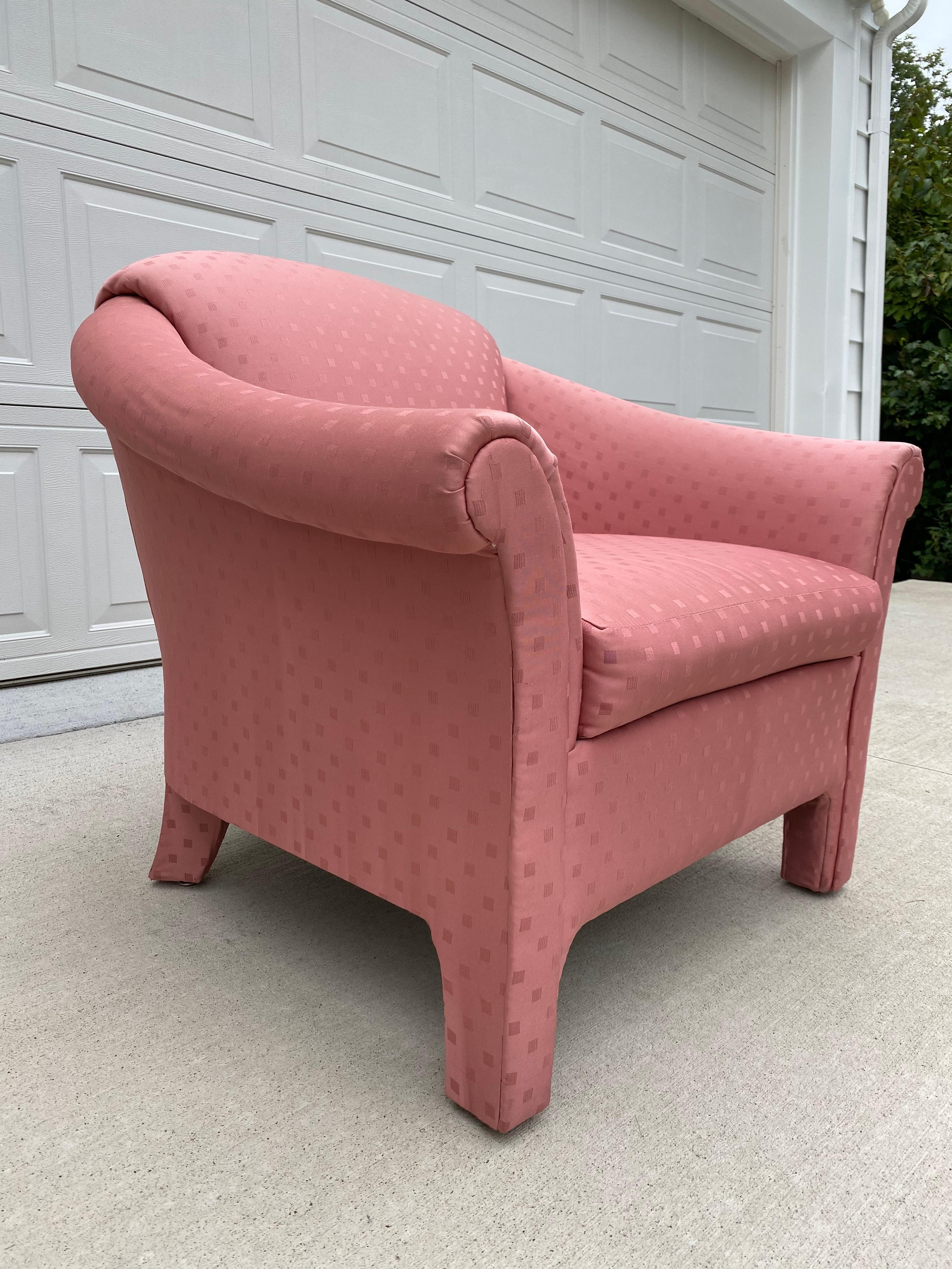 Pink Post-Modern Parsons Lounge Chair For Sale 4