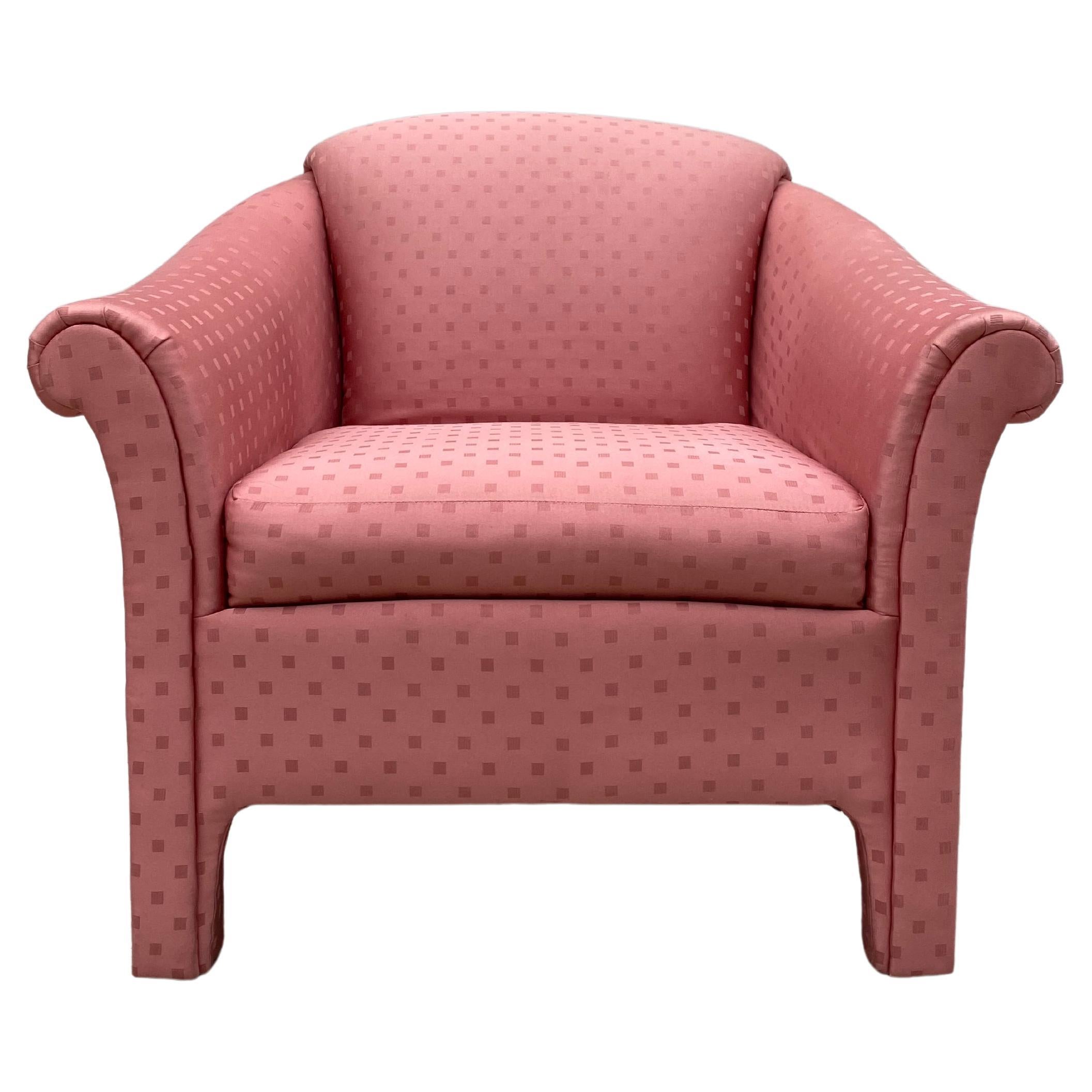 Pink Post-Modern Parsons Lounge Chair For Sale