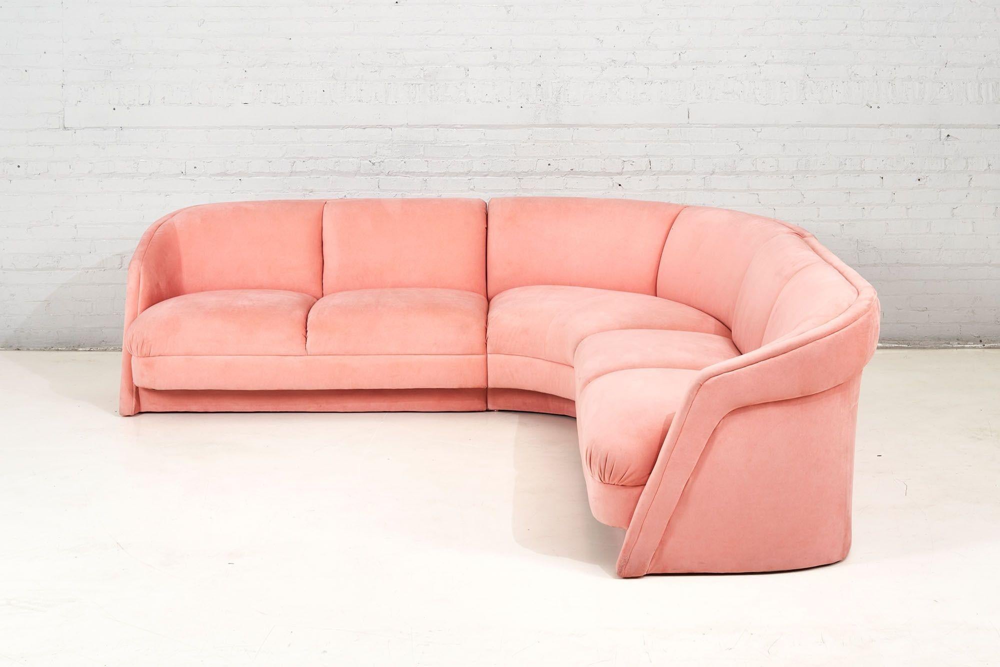 pink sectional with chaise