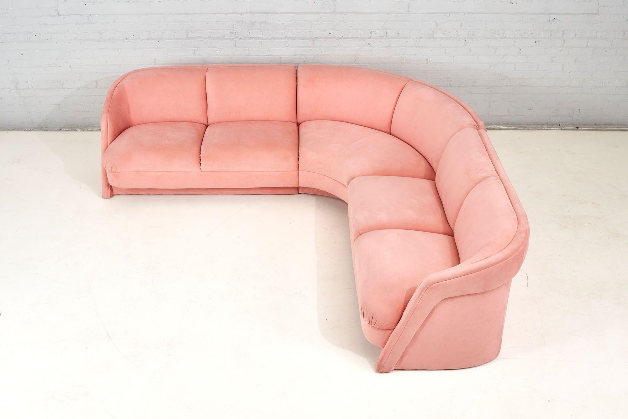Canapé sectionnel postmoderne rose, style Milo Baughman pour Thayer-Coggin, 1980 Bon état - En vente à Chicago, IL