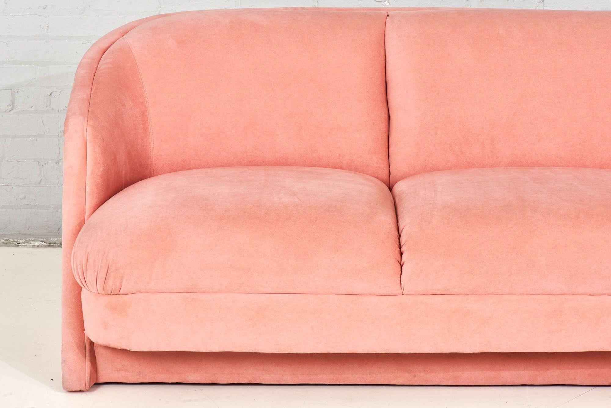 Late 20th Century Pink Postmodern Sectional Sofa, Style of Milo Baughman for Thayer-Coggin, 1980 For Sale