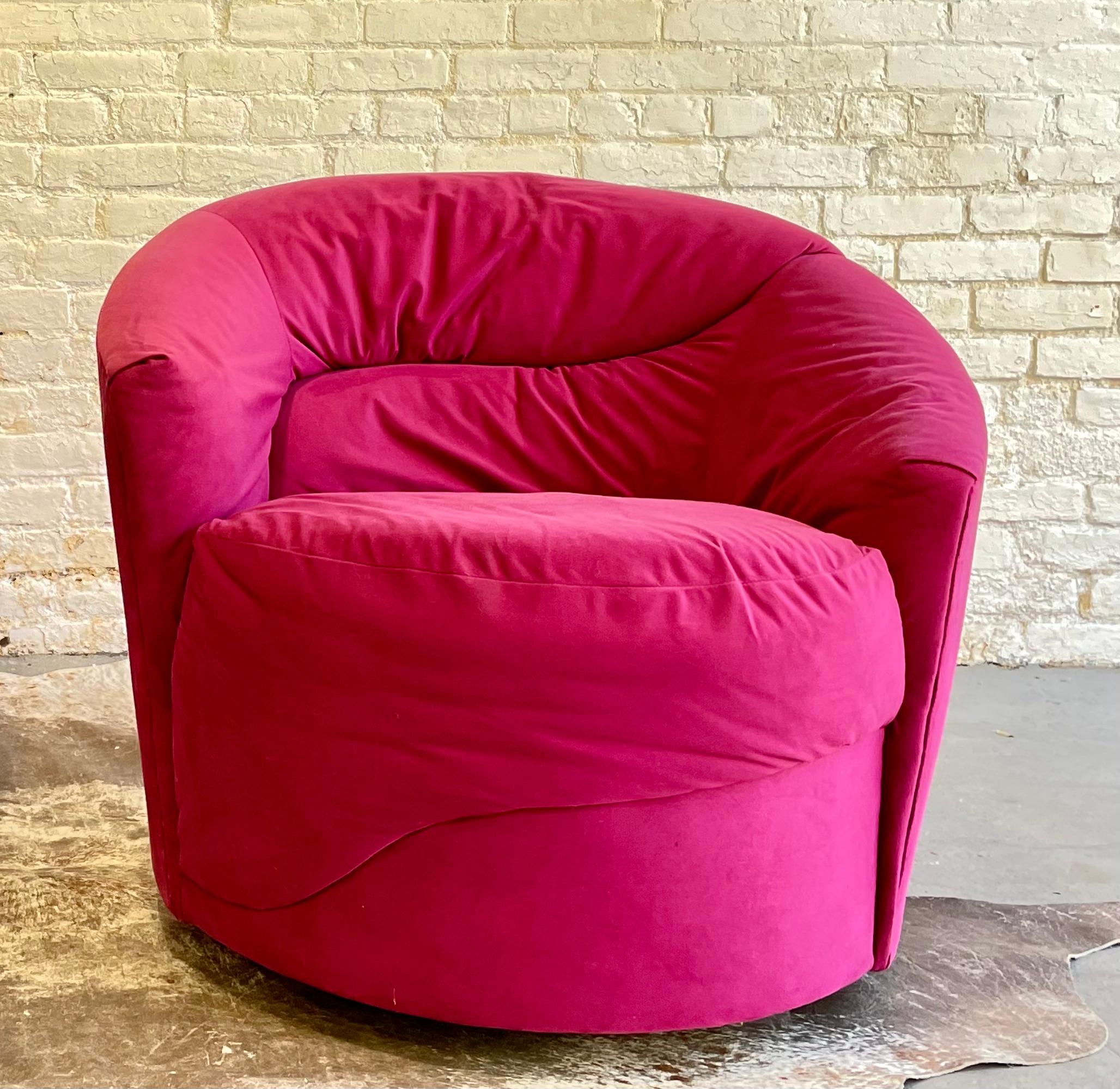 Pink Postmodern Swivel Lounge Chair / Armchair, circa 1980s For Sale 5
