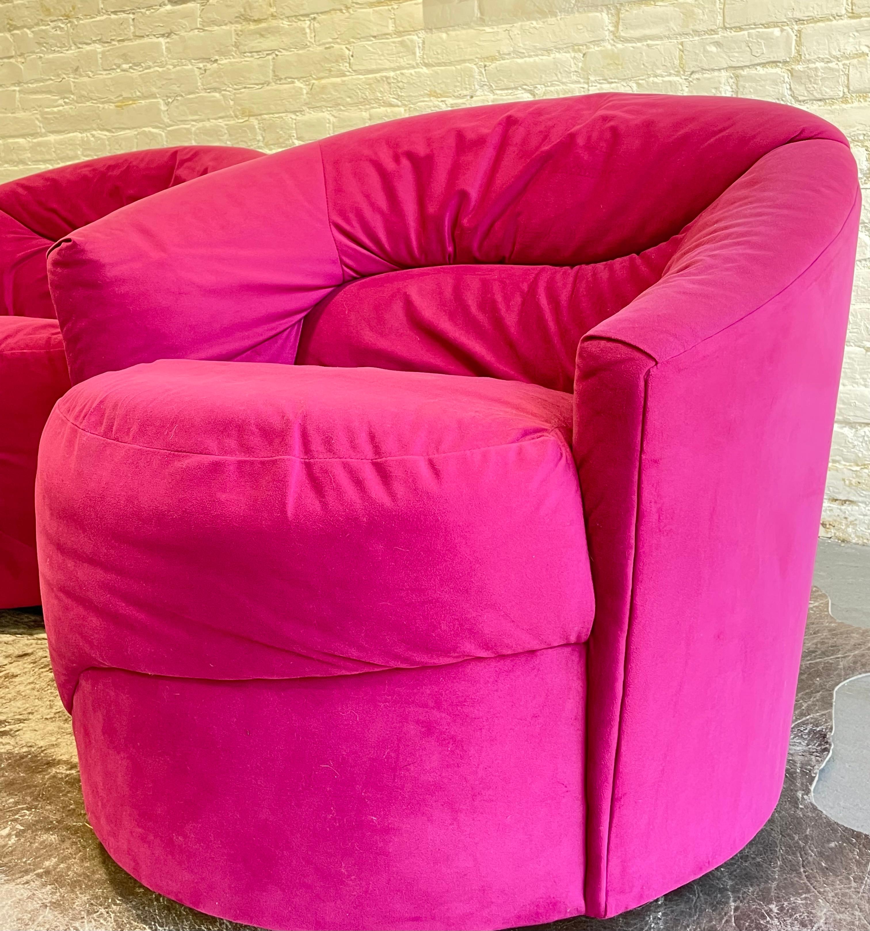 Pink Postmodern Swivel Lounge Chair / Armchair, circa 1980s For Sale 6