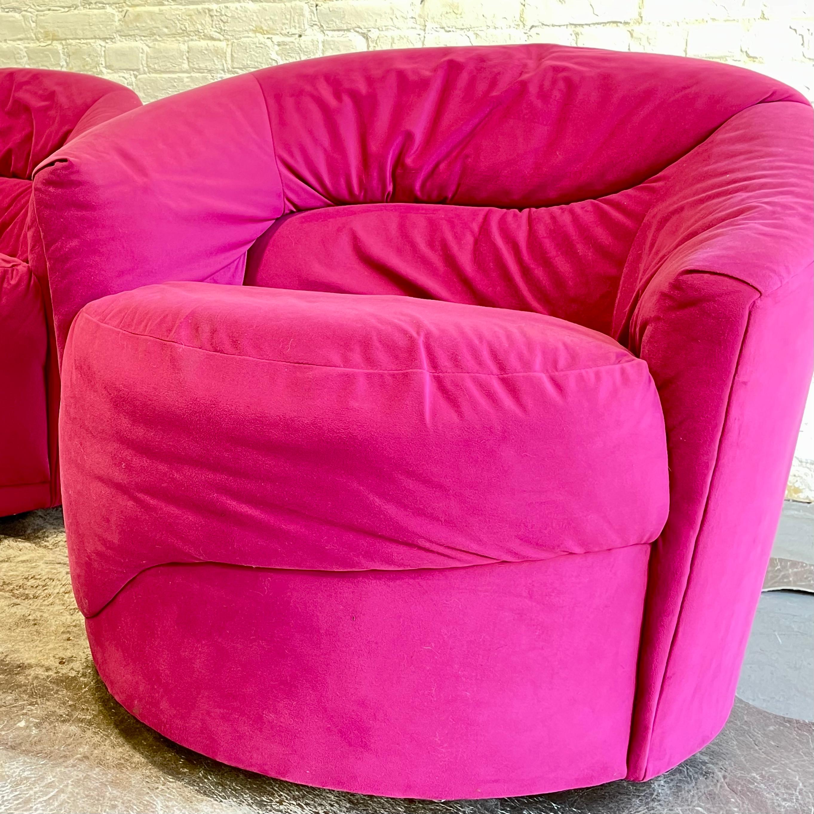 Pink Postmodern Swivel Lounge Chair / Armchair, circa 1980s For Sale 7
