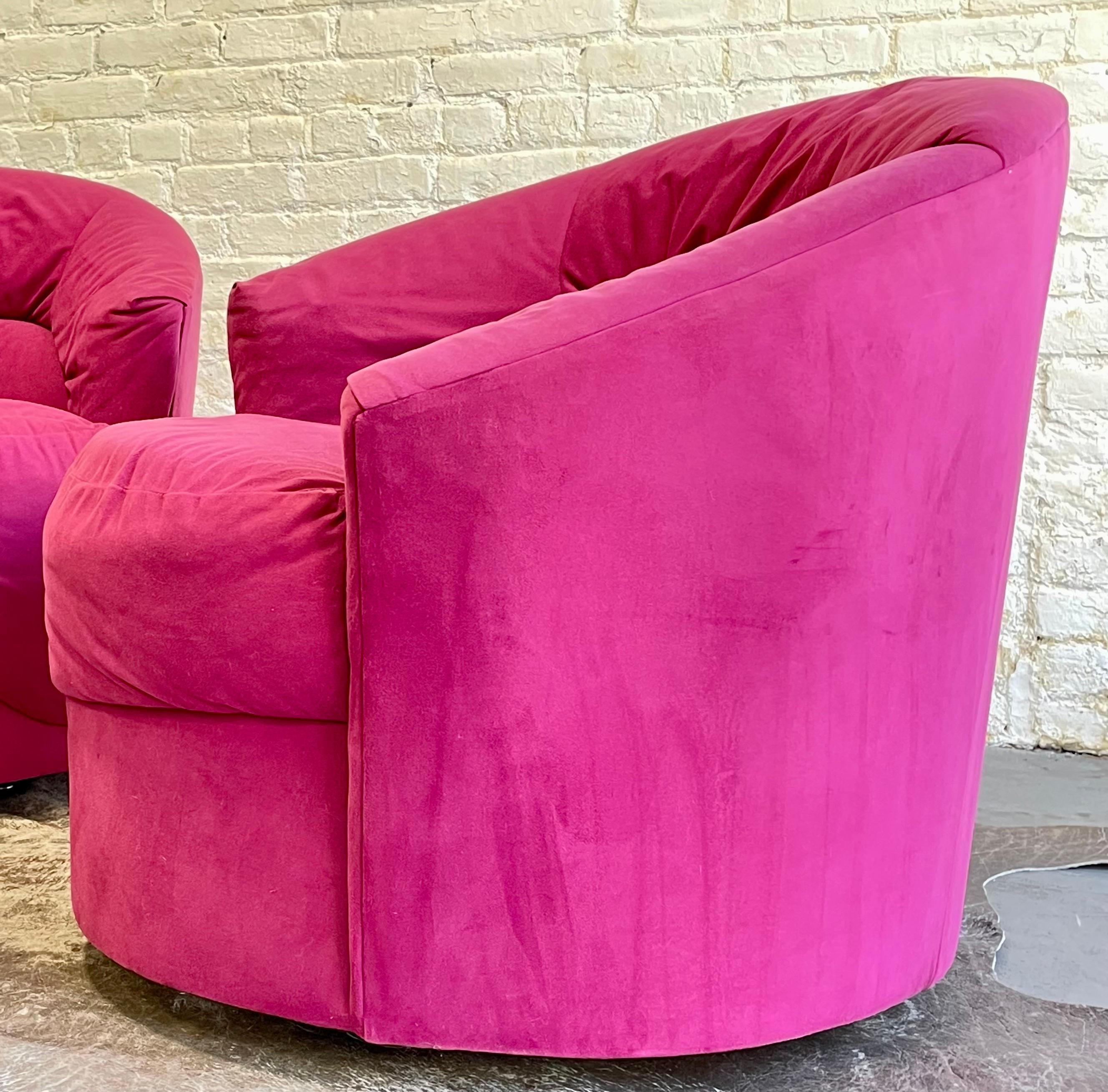Pink Postmodern Swivel Lounge Chair / Armchair, circa 1980s For Sale 9