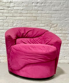 POSTMODERN Pink Swivel Lounge Chair / ARMCHAIR in the style of Vladimir Kagan