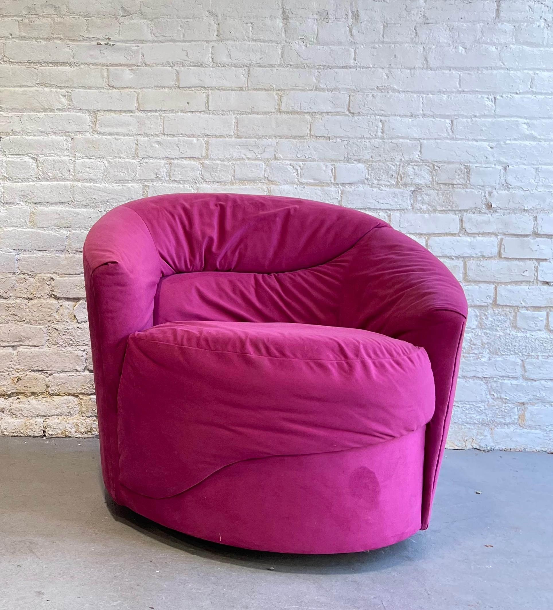 Modern Pink Postmodern Swivel Lounge Chair / Armchair, circa 1980s For Sale