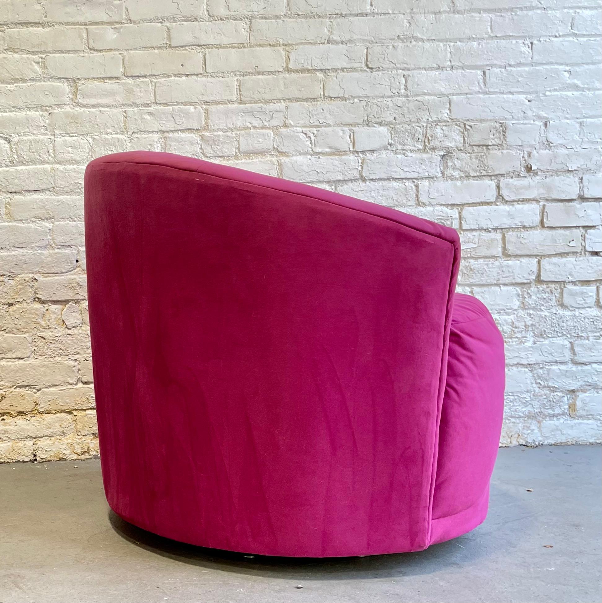 Pink Postmodern Swivel Lounge Chair / Armchair, circa 1980s For Sale 2