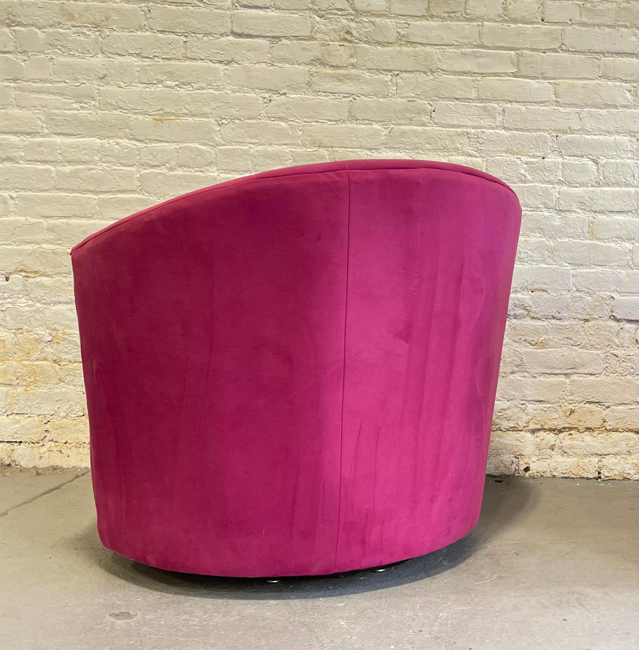 Pink Postmodern Swivel Lounge Chair / Armchair, circa 1980s For Sale 3