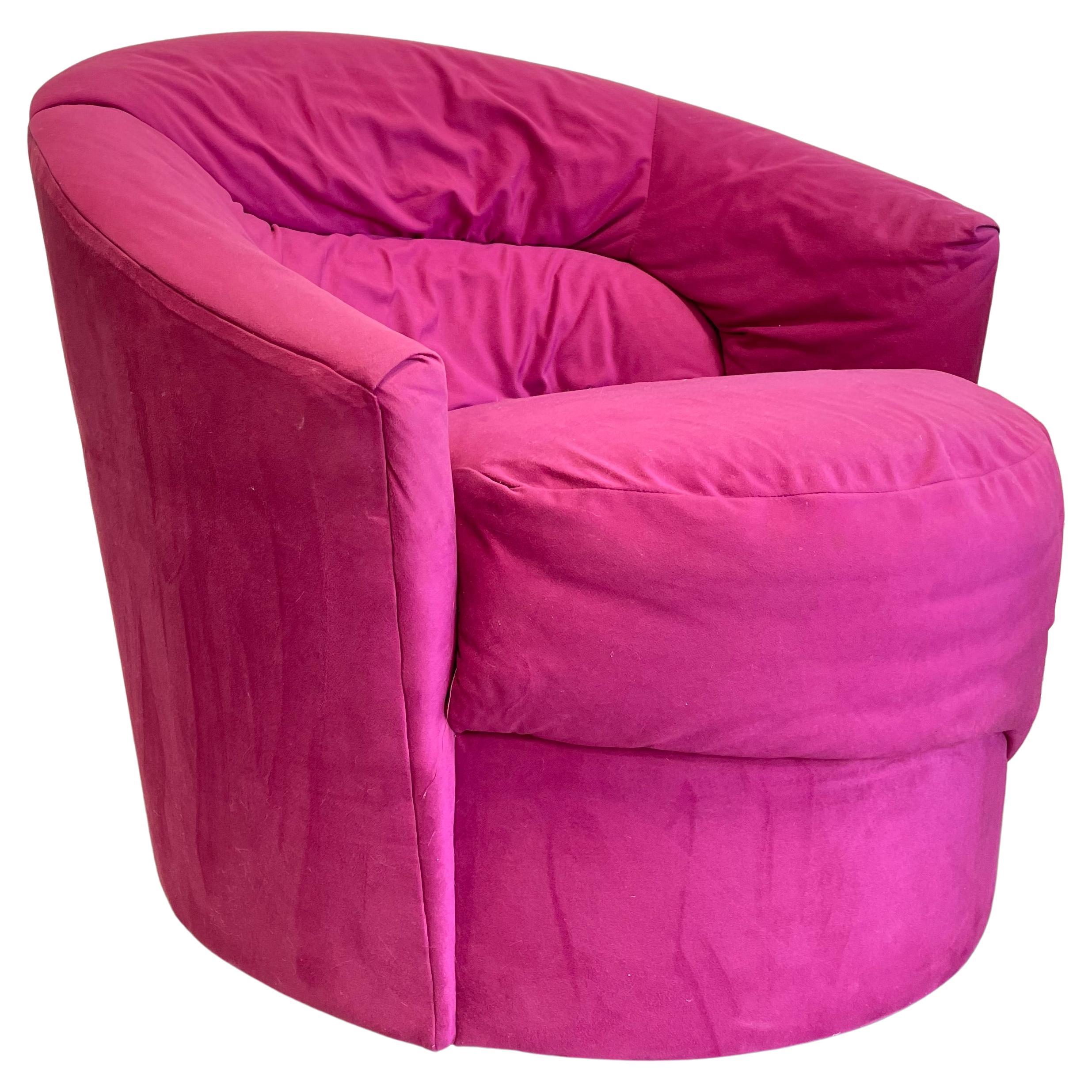 Pink Postmodern Swivel Lounge Chair / Armchair, circa 1980s