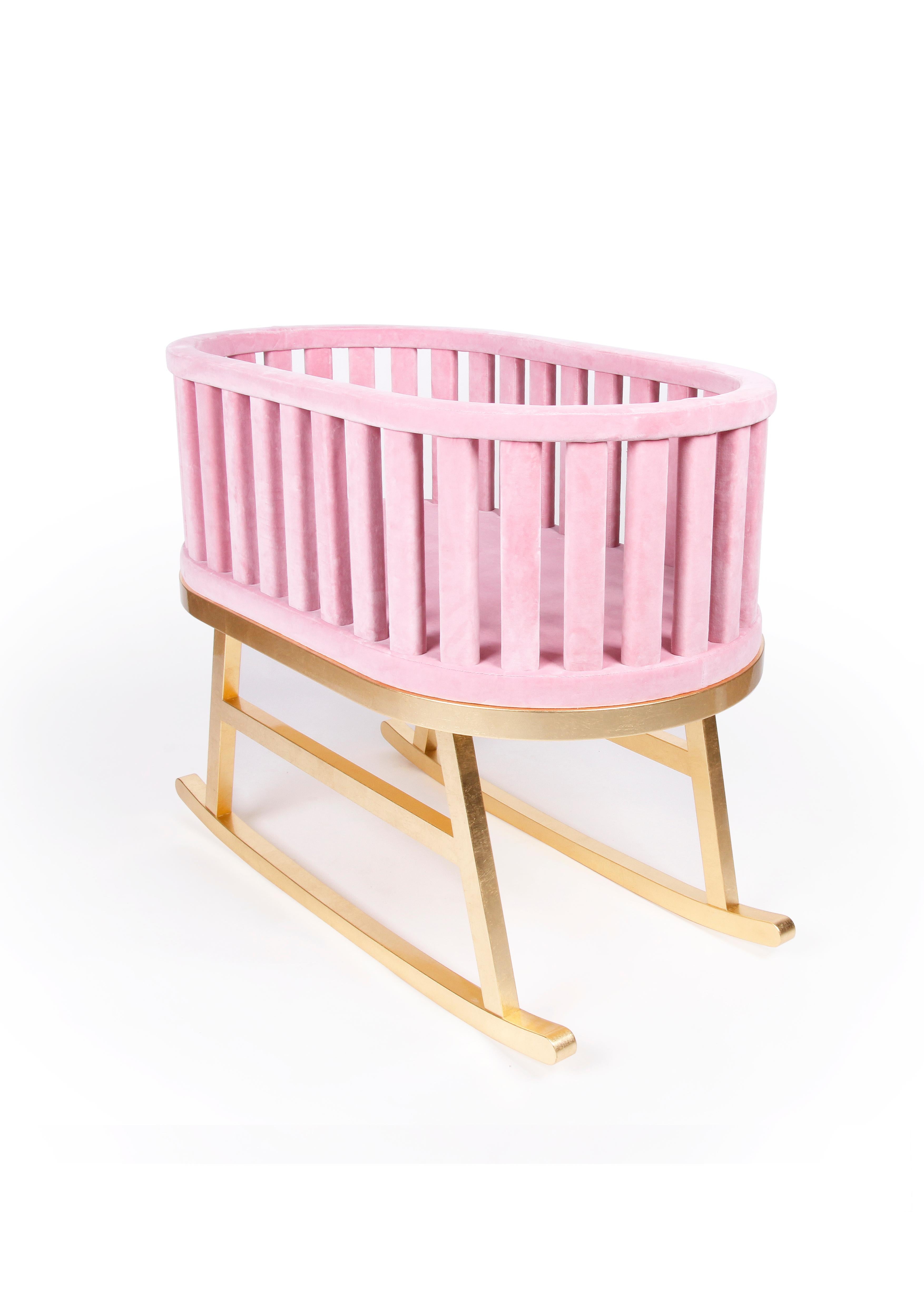 Modern Pink Prince Santi Rocking Cradle by Royal Stranger For Sale