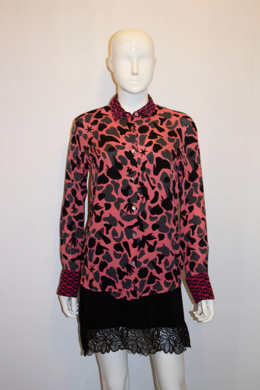 Pink print blouse by Paul Smith For Sale 1