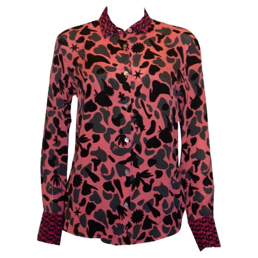 Pink print blouse by Paul Smith For Sale