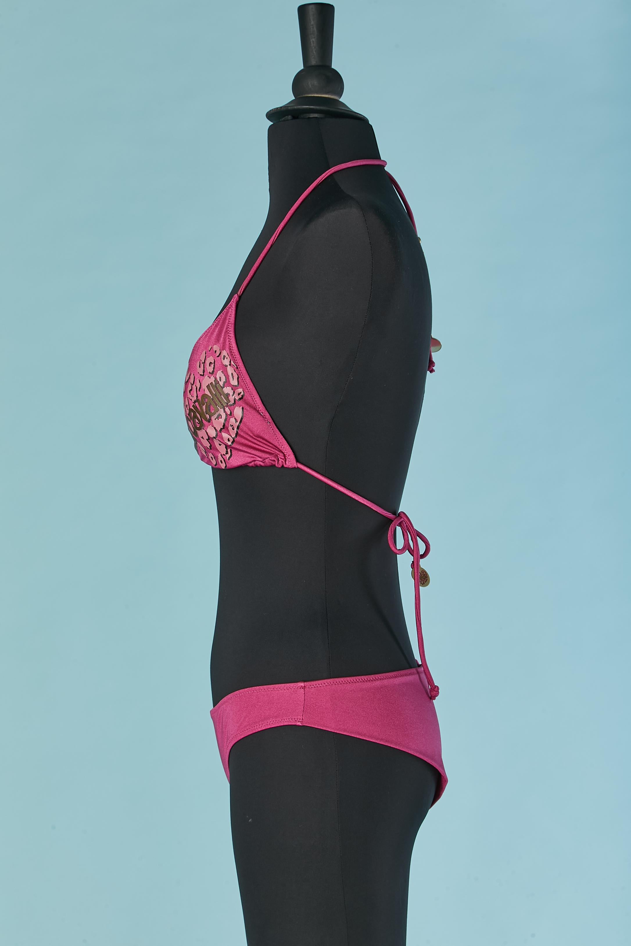 Nero Bikini stampato rosa Just Cavalli Beachwear in vendita