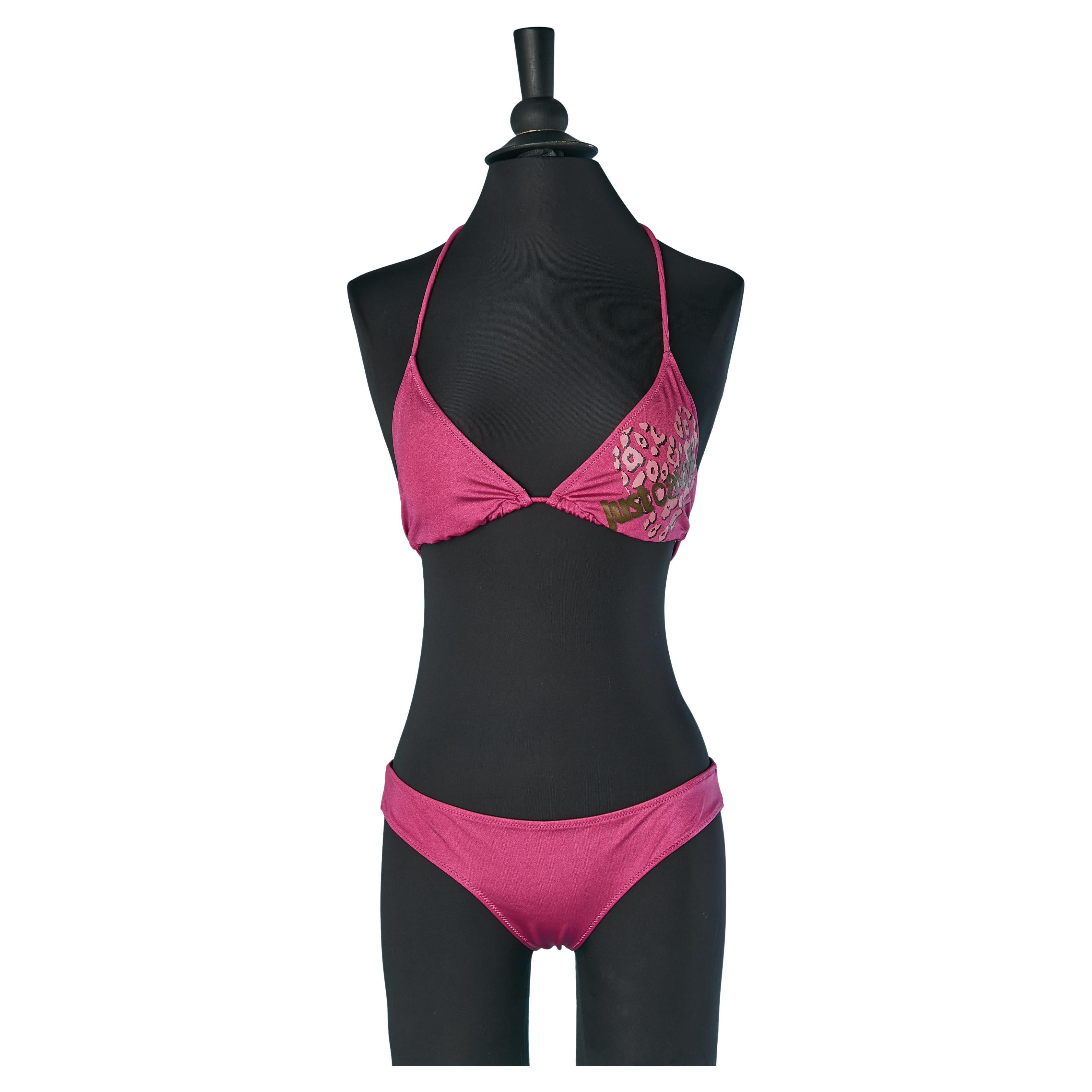 Bikini stampato rosa Just Cavalli Beachwear in vendita