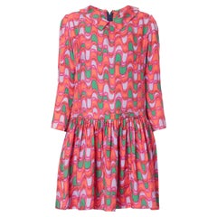 Pink printed dress, circa 1965