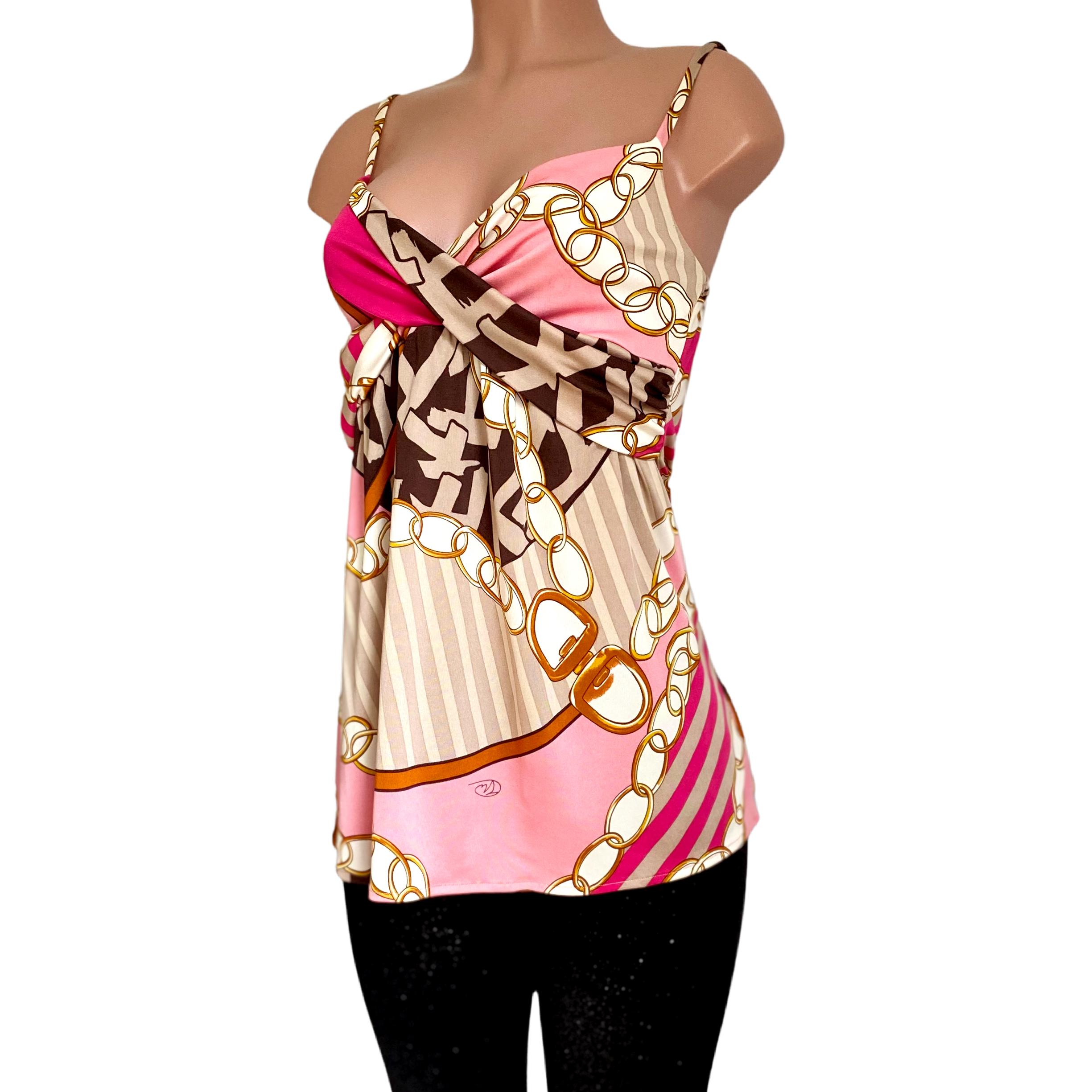Beige Pink printed silk jersey Cami Slip top - NWT Flora Kung For Sale