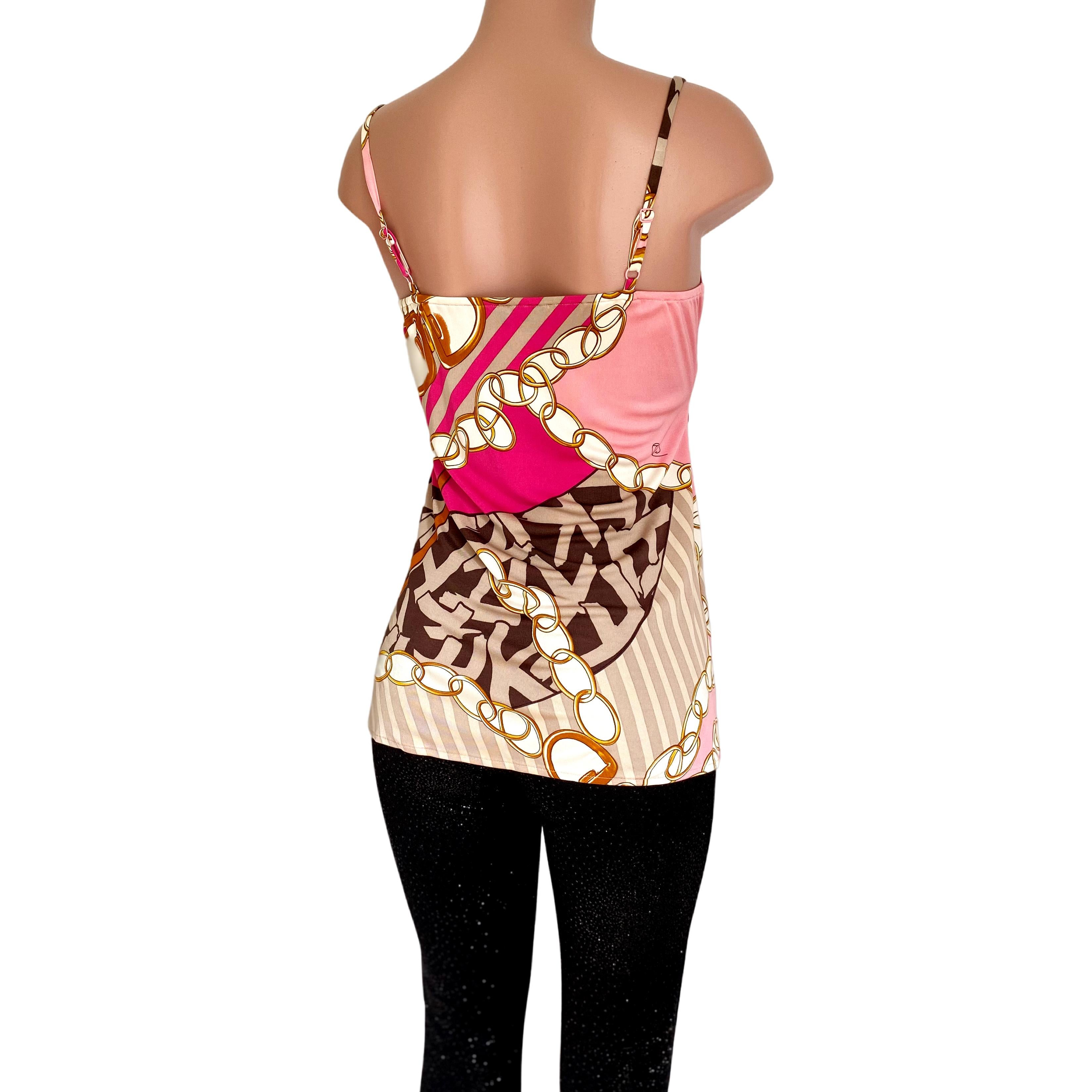 Women's Pink printed silk jersey Cami Slip top - NWT Flora Kung For Sale