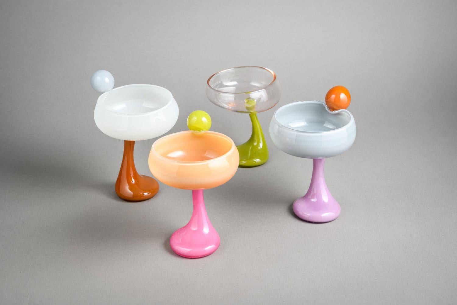 Post-Modern Pink Punch and Lime Bon Bon Cocktail Glass by Helle Mardahl