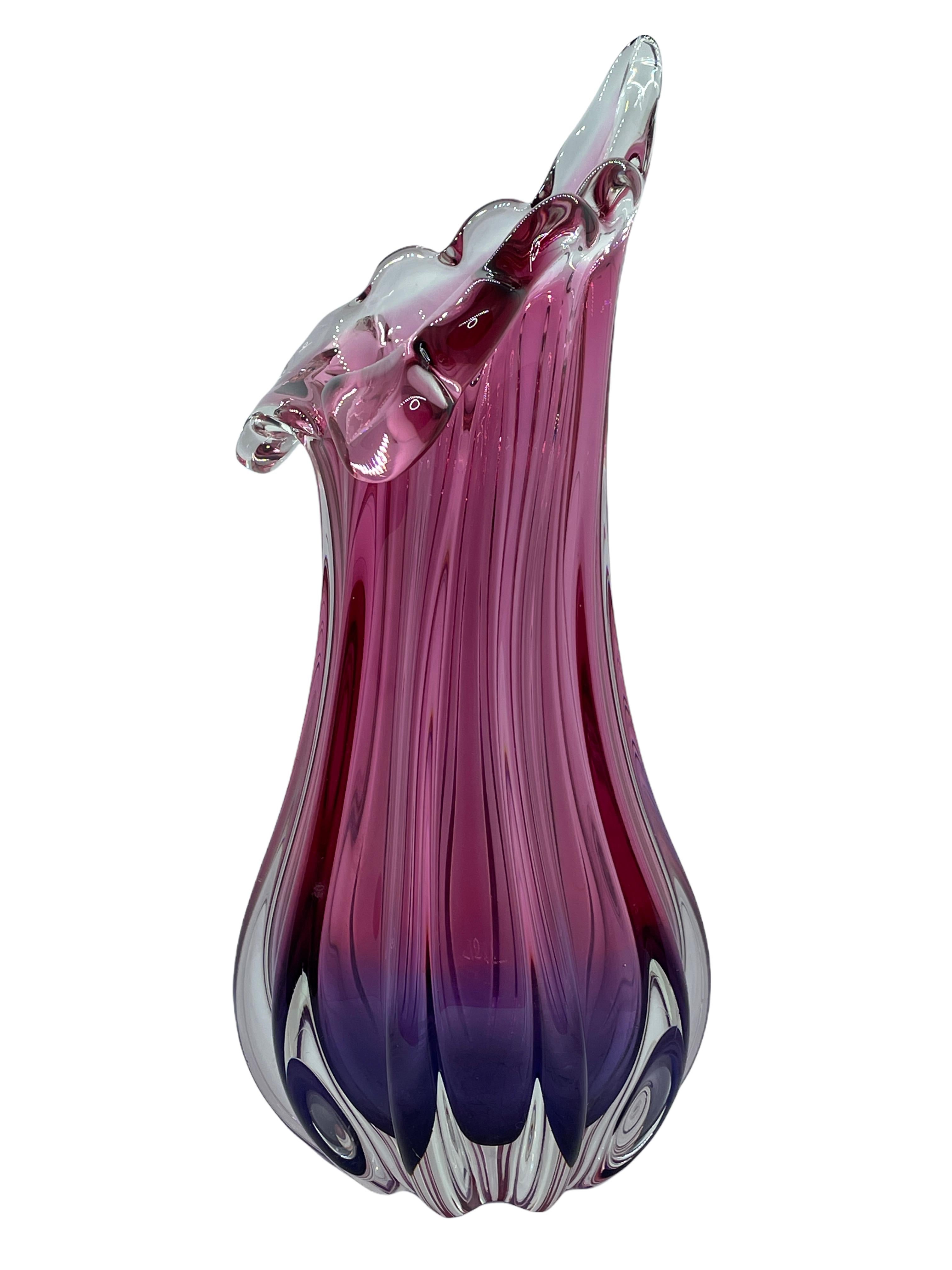 Beautiful Murano hand blown Italian art glass vase. Created by a Murano glass company. A beautiful piece of art for any room.