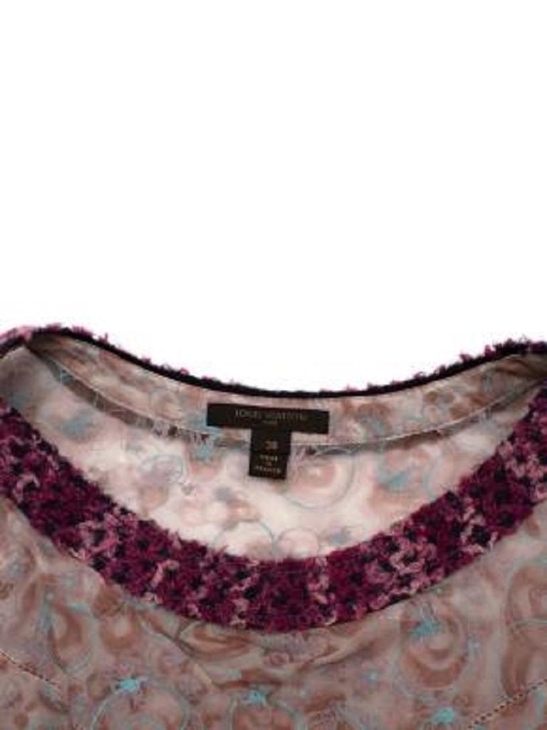 Pink & Purple Printed Silk Top For Sale 3