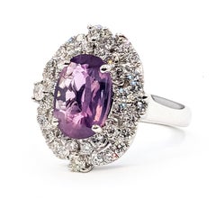 Pink-Purple Sapphire & Diamond Halo Cocktail Ring in Platinum-GIA 6237890504