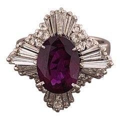 Pink-Purple Sapphire Diamond Platinum Ring