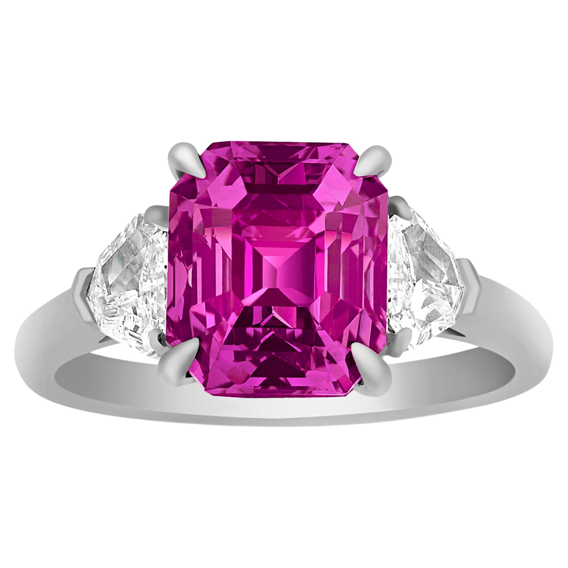 Pink-Purple Sapphire Ring, 5.02 Carats For Sale