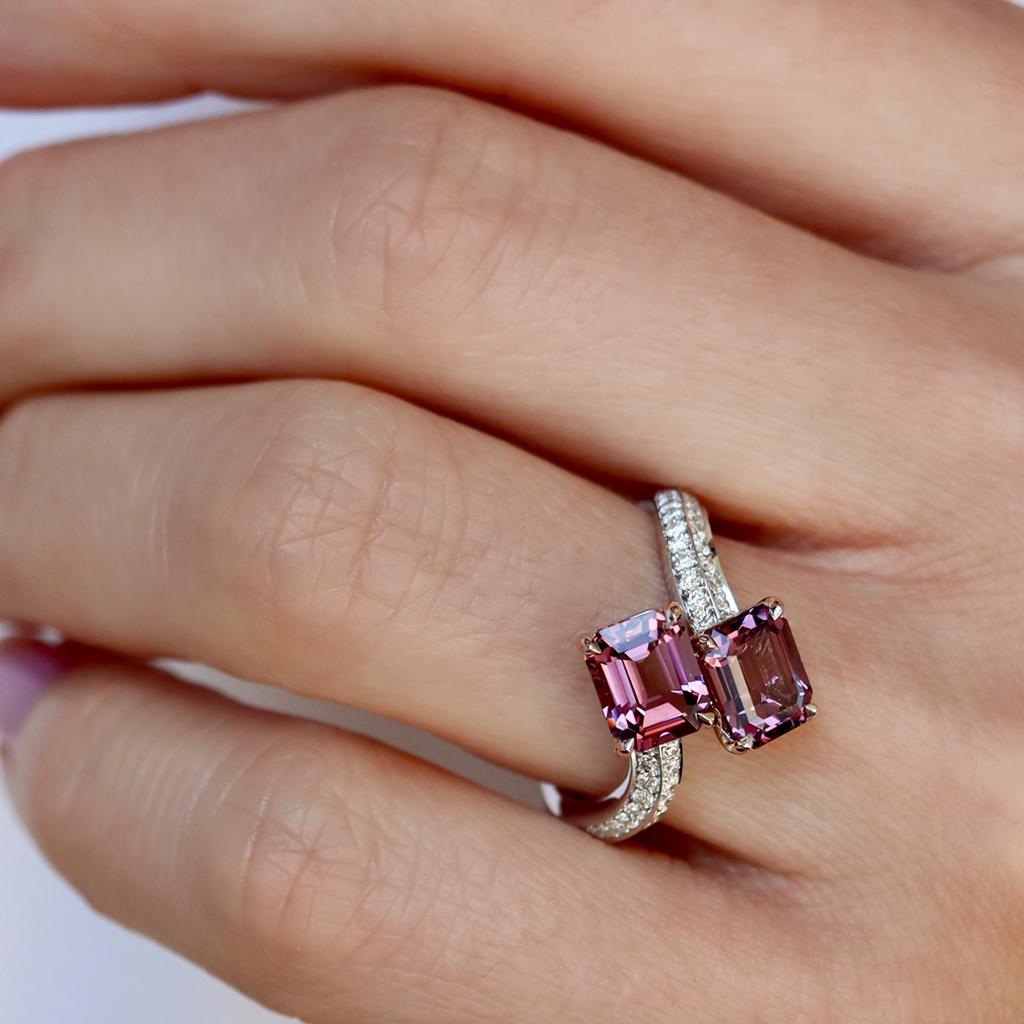 Pink Purple Spinel Diamond Toi Et Moi Ring 5