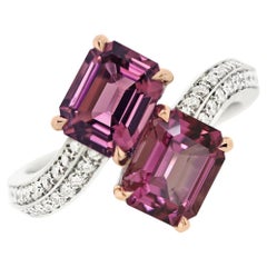 Pink Purple Spinel Diamond Toi Et Moi Ring
