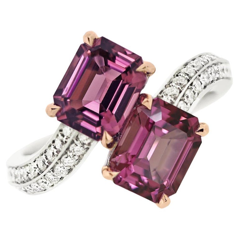 Pink Purple Spinel Diamond Toi Et Moi Ring