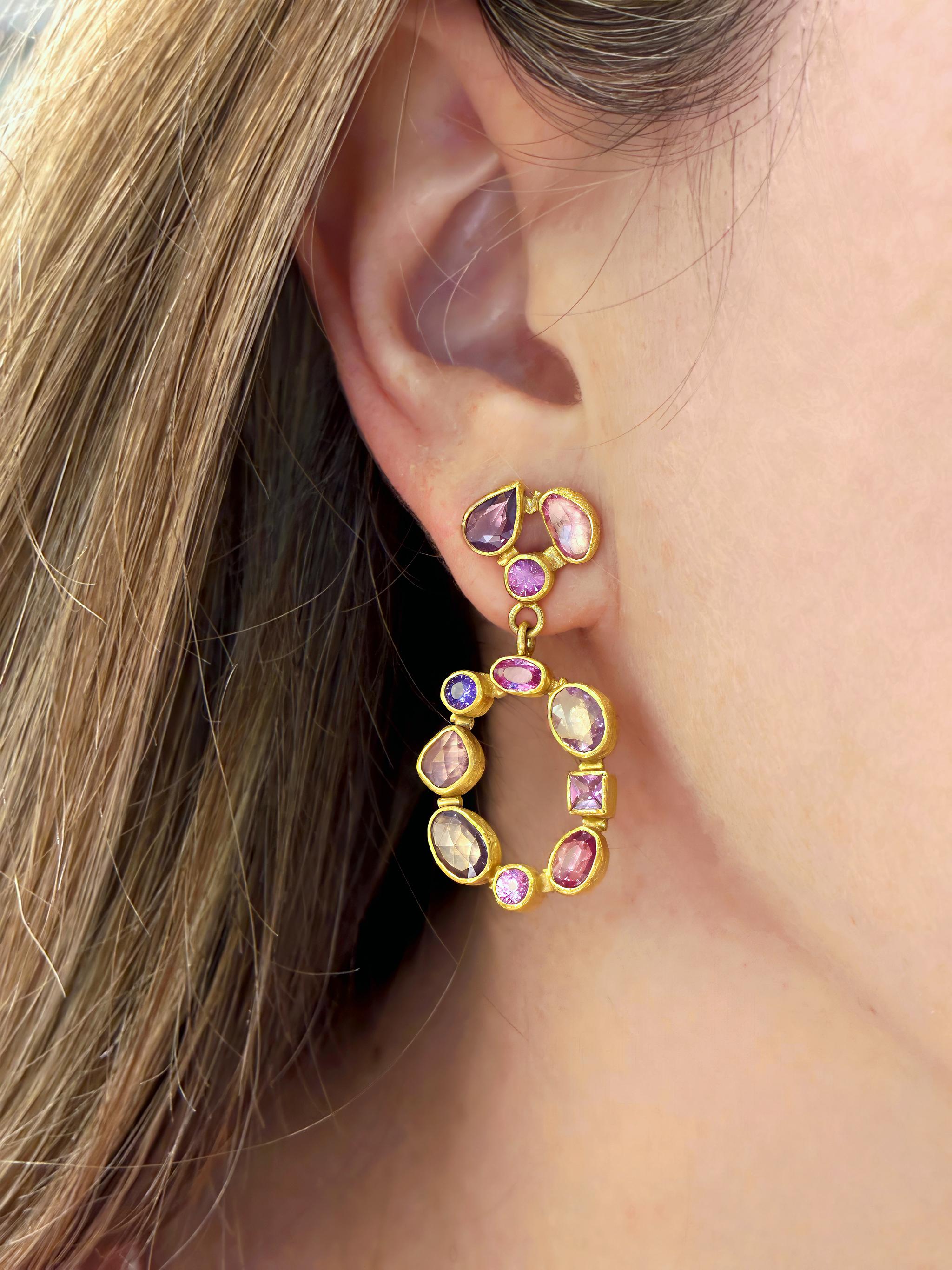 Pink Purple Violet Sapphire One of a Kind Radial Drop Earrings, Petra Class 2025 (Künstler*in) im Angebot