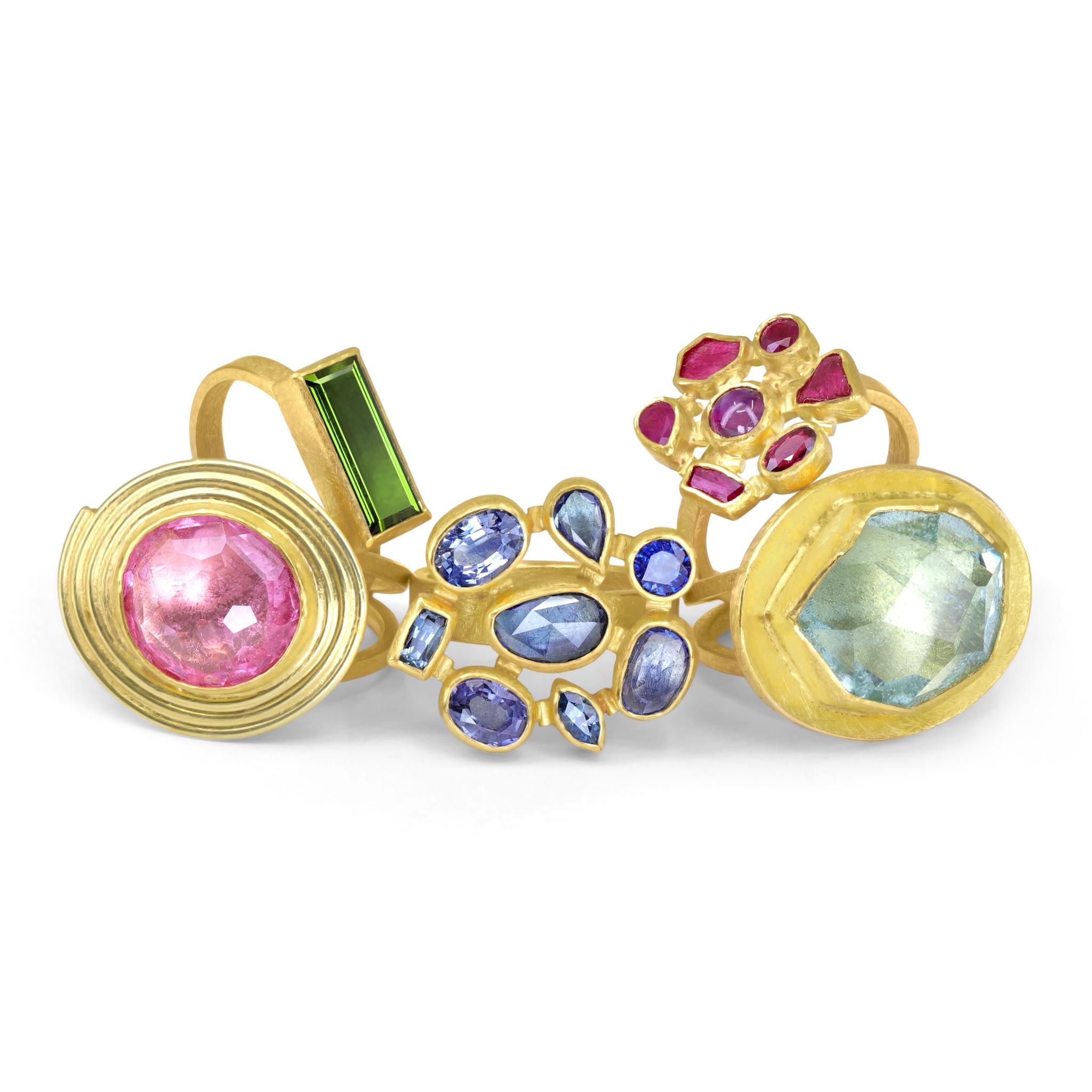 Pink Purple Violet Sapphire One of a Kind Radial Drop Earrings, Petra Class 2025 im Angebot 1