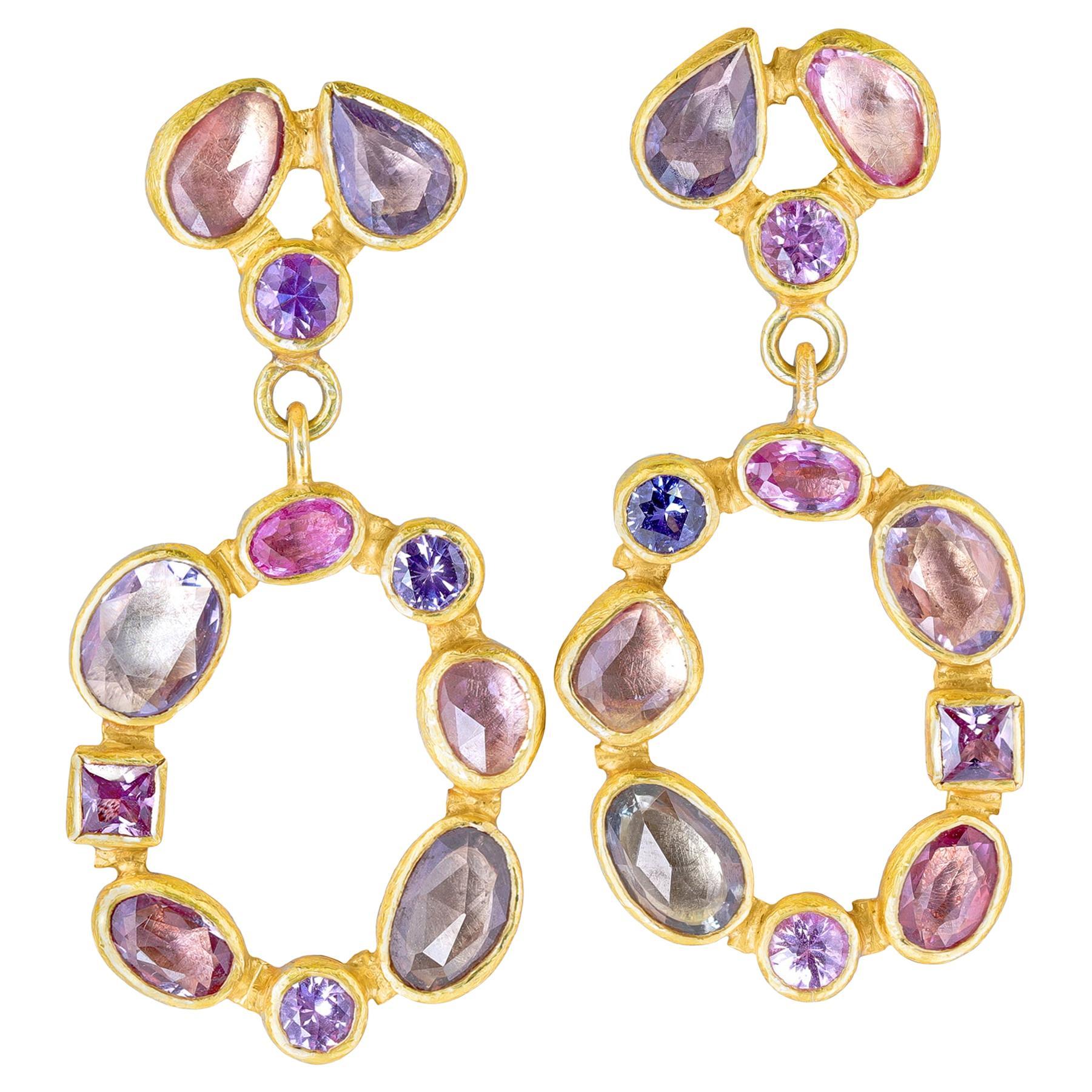 Pink Purple Violet Sapphire One of a Kind Radial Drop Earrings, Petra Class 2025