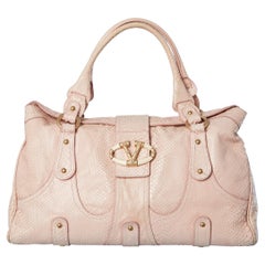 Pink python large hand- bag with rhinestone and metal brand Valentino Garavani