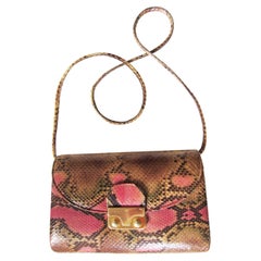 Pink Python Vintage Shoulder Leather Purse Bag 1970's