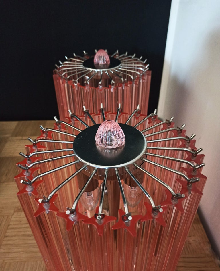 Blown Glass Pink Quadriedri Table Lamp For Sale