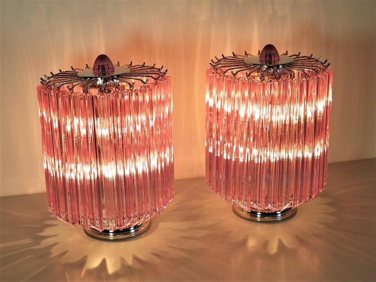 Pink Quadriedri Table Lamp, Venini Style For Sale 3