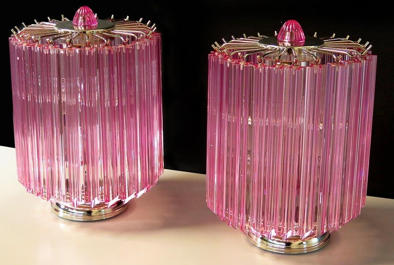 Pink Quadriedri Table Lamp, Venini Style For Sale 4