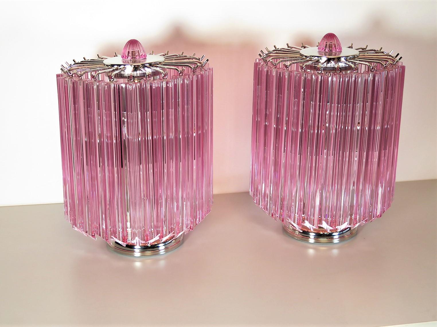 Pink Quadriedri Table Lamp, Venini Style For Sale 4