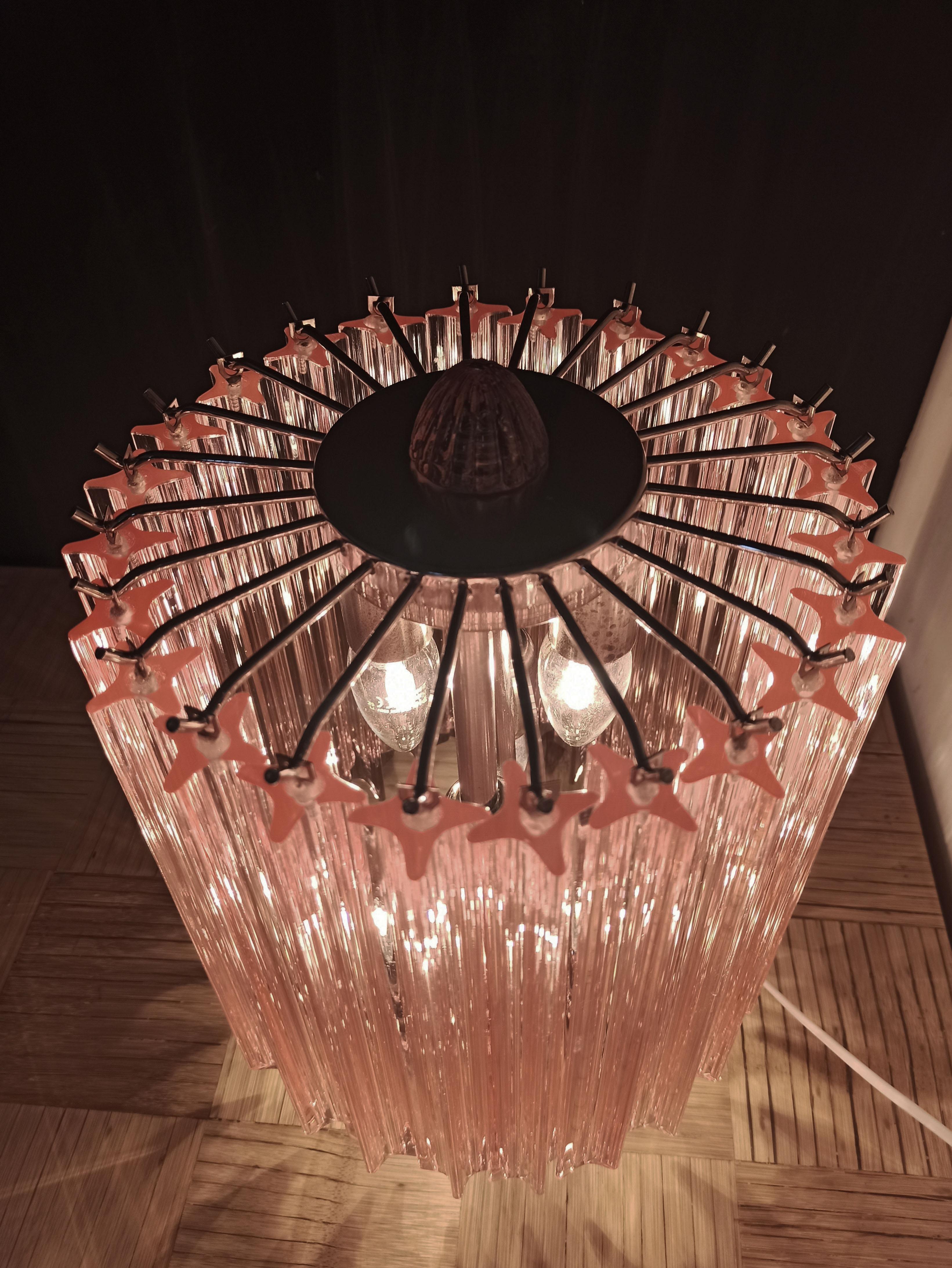 Italian Pink Quadriedri Table Lamp, Venini Style