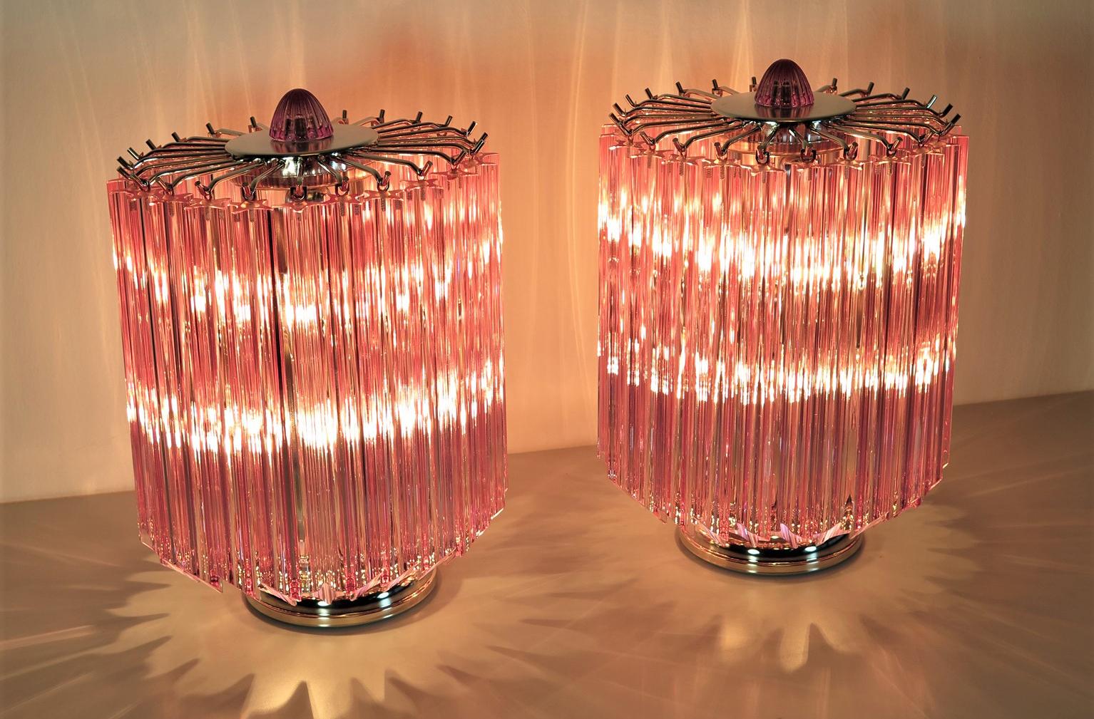 Pink Quadriedri Table Lamp, Venini Style In Excellent Condition In Budapest, HU