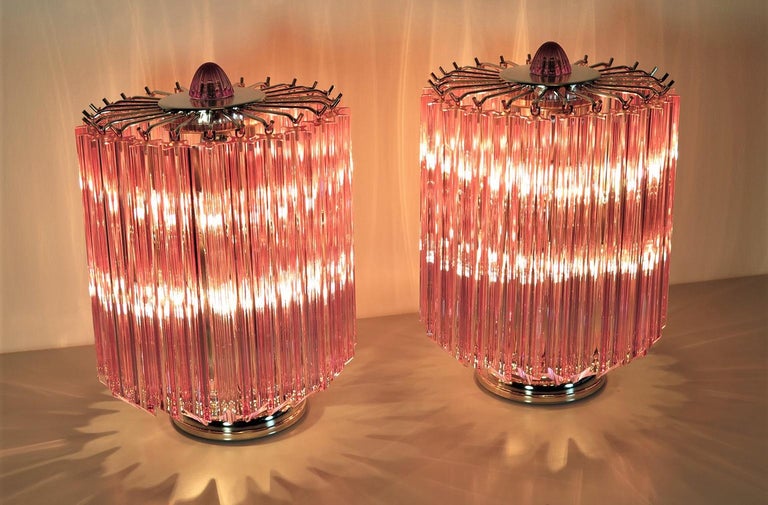 Pink Quadriedri Table Lamp, Venini Style In Excellent Condition For Sale In Budapest, HU