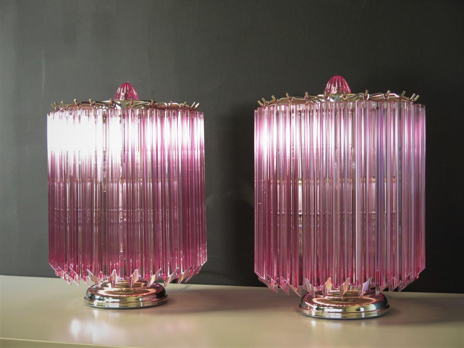 Pink Quadriedri Table Lamp, Venini Style In Good Condition For Sale In Gaiarine Frazione Francenigo (TV), IT