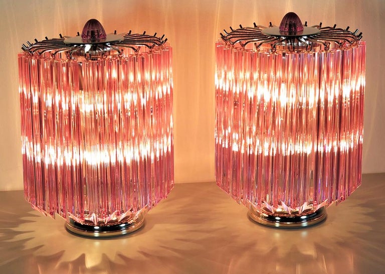 20th Century Pink Quadriedri Table Lamp, Venini Style For Sale