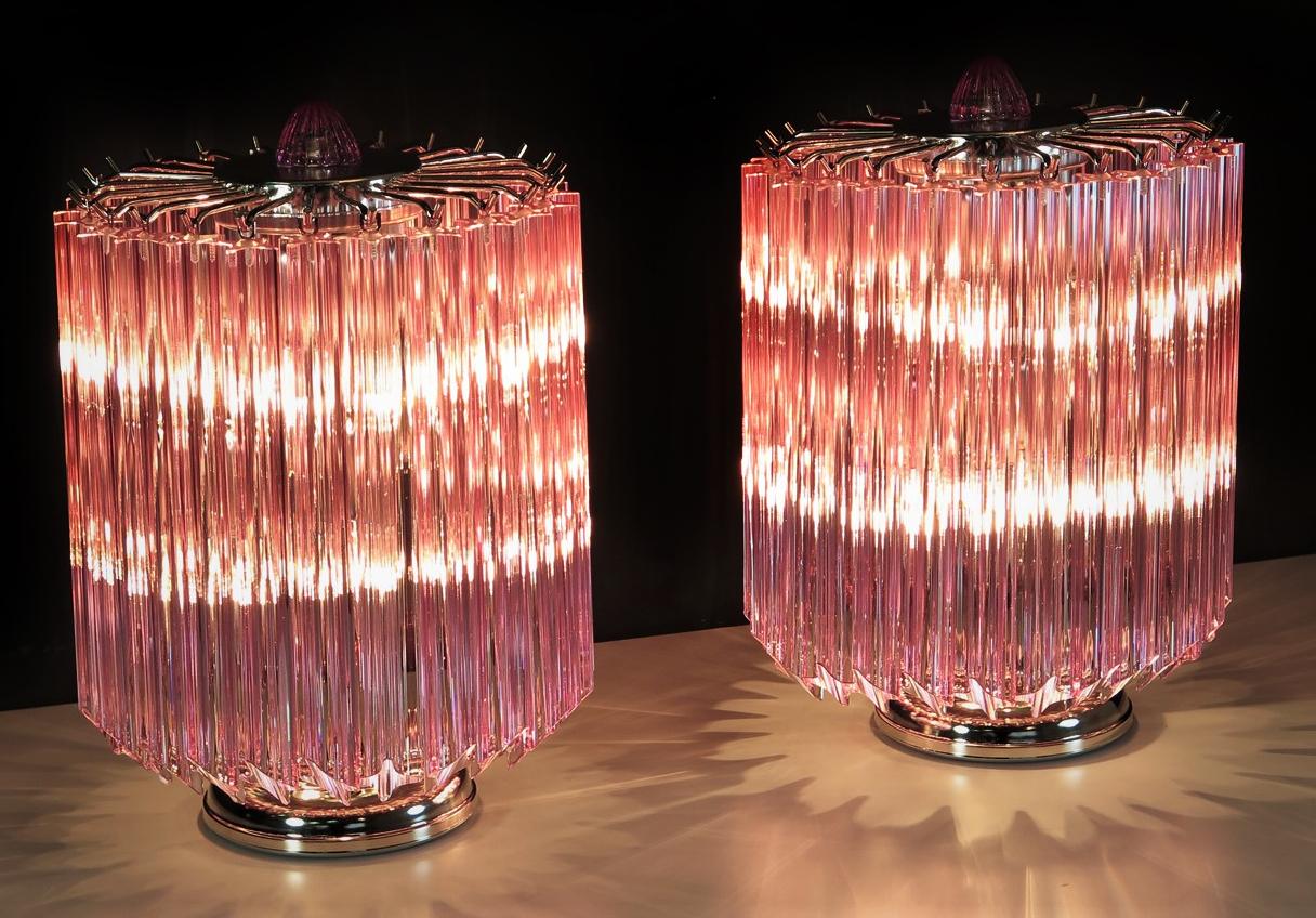 Pink Quadriedri Table Lamp, Venini Style 1