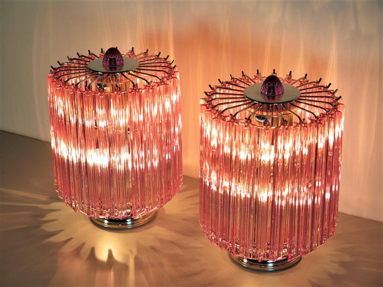 Pink Quadriedri Table Lamp, Venini Style For Sale 2